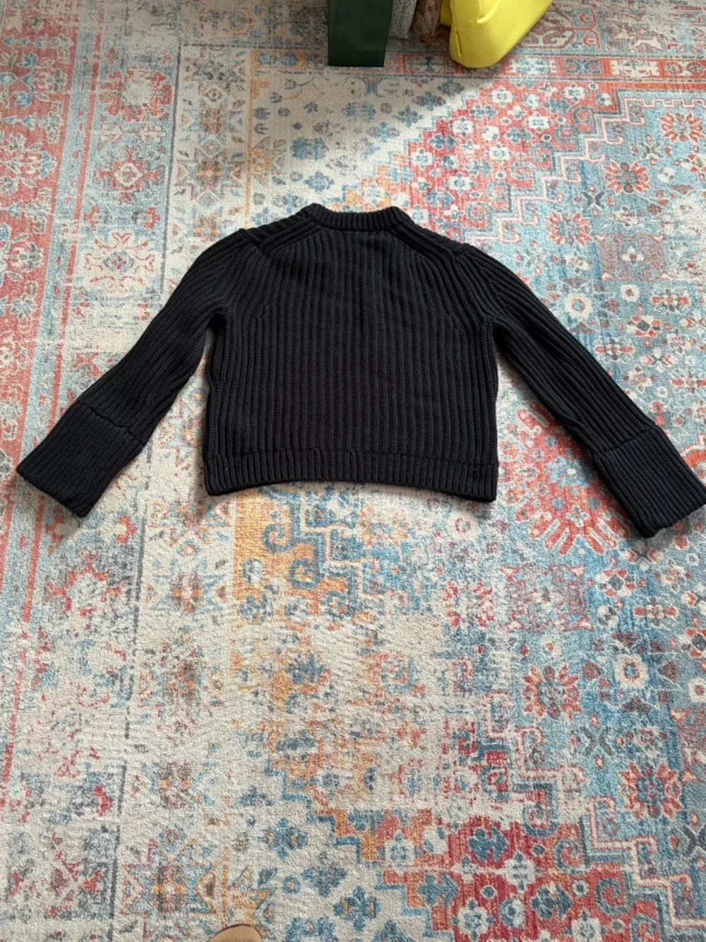 J.Crew black heritage cotton fishermen chunky knit crewneck sweater